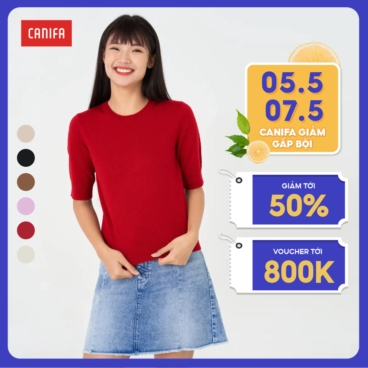 Áo len nữ canifa chất liệu 100% acrylic ml23 6te23w013