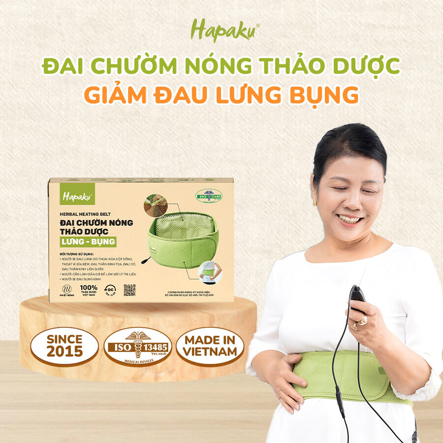 Đai Chườm Nóng Thảo Mộc Cắm Điện Lưng Bụng Giảm Đau Lưng, Hông, Đau Cơ Xương Khớp, Thoát Vị Đĩa Đệm HAPAKU