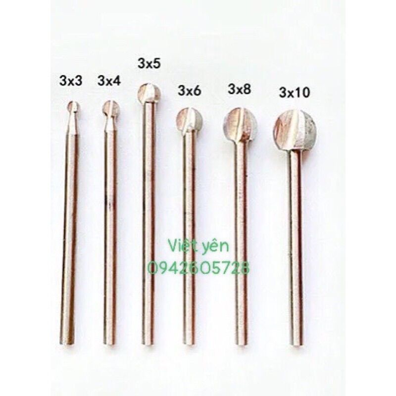 Bộ mũi khoan phá gỗ quả đào cán 3mm đầu phá 3,4,5,6,8,10mm -mũi phá tỉa gỗ hay làm gỗ lũa bonsai