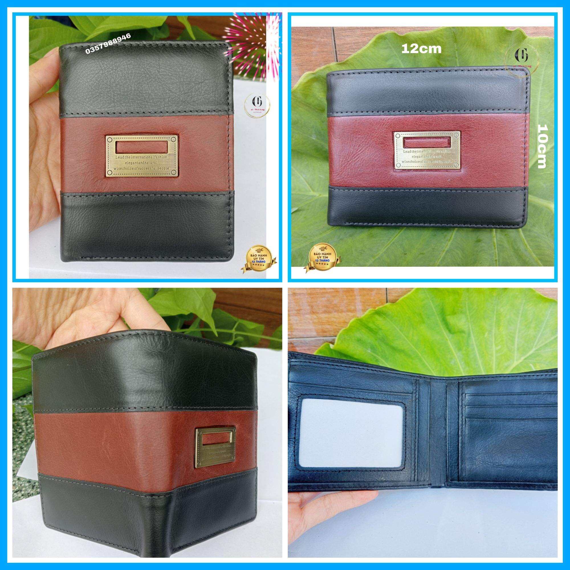 Bóp da nam CEFIRO - Ví da nam Da Bò Phối Màu Dáng Đứng Ngang Cao Cấp STORE CH