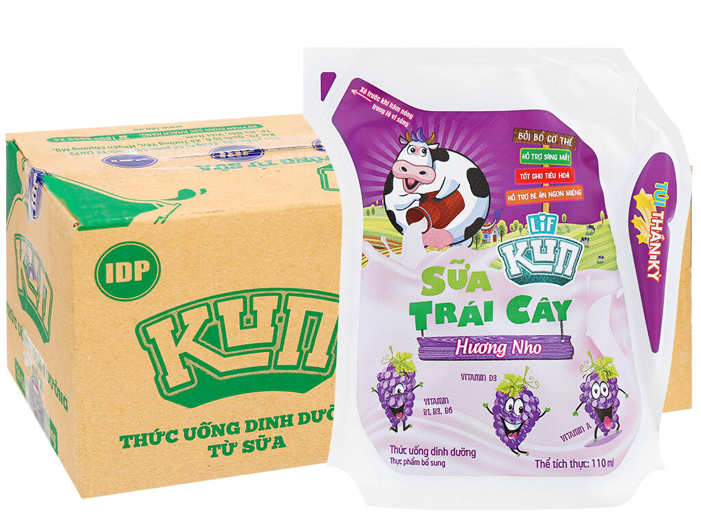 Sữa kun túi 110ml hương nho