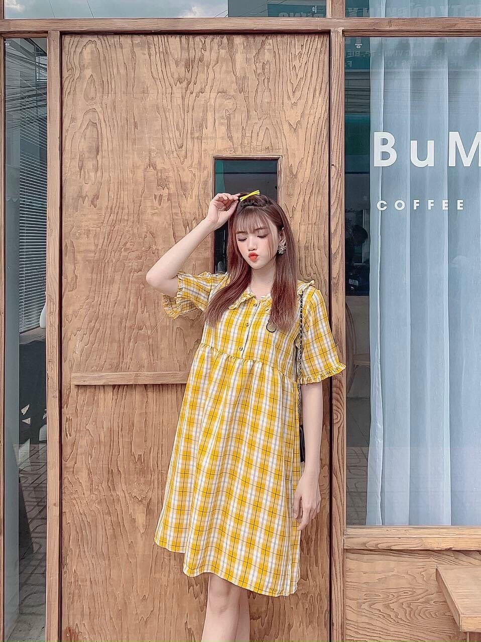 [HCM]Đầm babydoll sơ mi sọc siêu dễ thương