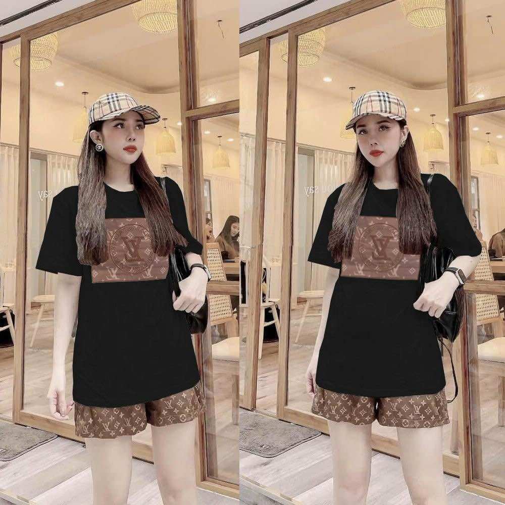 SÉT BỘ NGẮN COTTON PHỐI 3D THÊU CAO CẤP