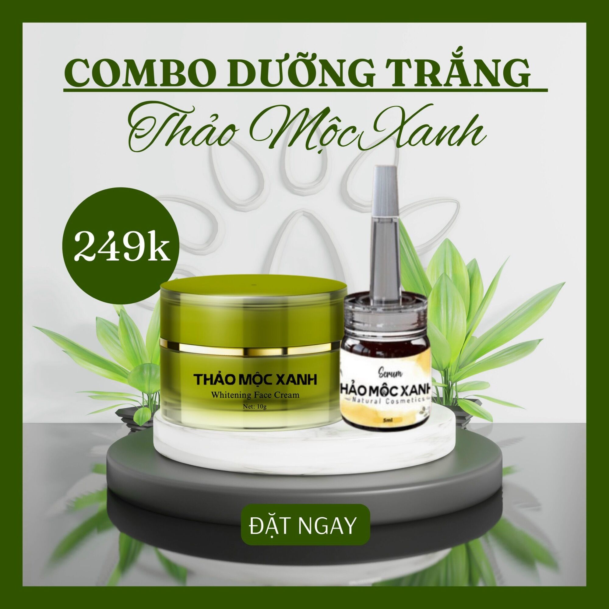 Combo Kem Face Thảo Mộc Xanh + 1 Serum Vàng