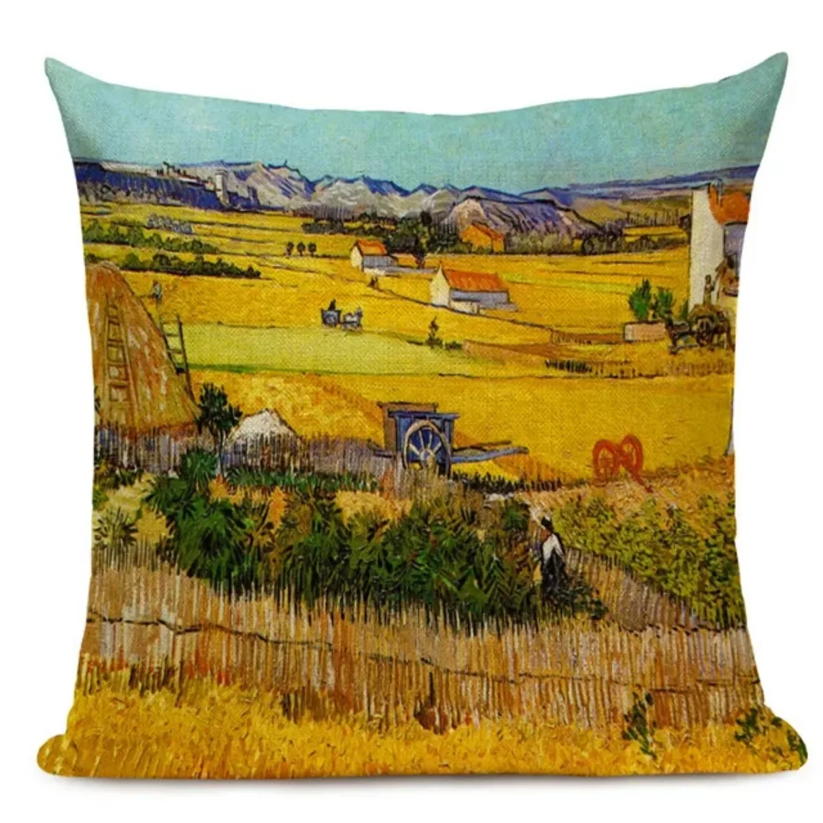 40x40cm Gogh Tranh Sơn Dầu Nghệ Thuật Vuông Gối Polyester Sofa Ghế Ô Tô Trang Trí Đệm Ốp Lưng Tatting Thủ Công