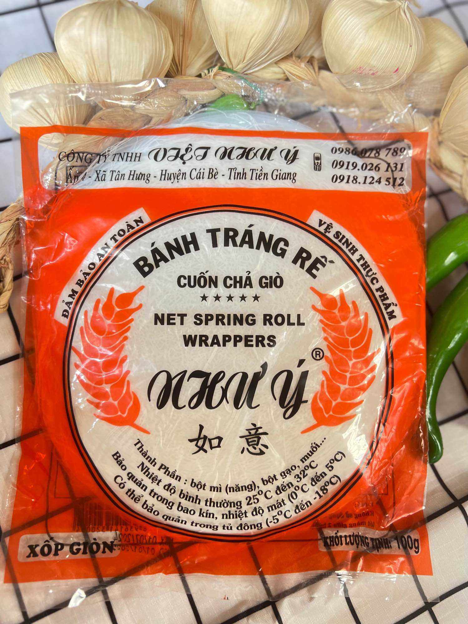 BÁNH TRÁNG RẾ CHUYÊN CUỐN CHẢ GIÒ HIỆU NHƯ Ý - 100Gram