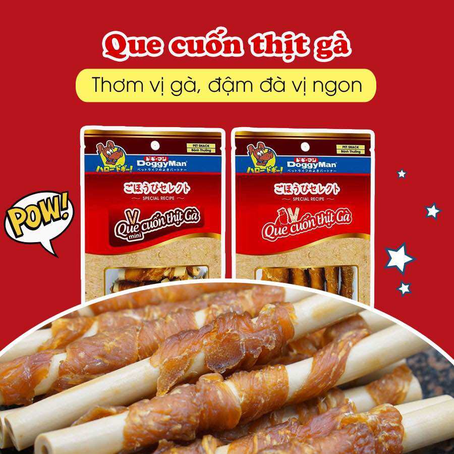 Snack cho chó que cuốn thịt gà Doggyman 10 cây