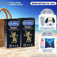 Bộ 2 hộp bao cao su Durex Kingtex bôi trơn, ôm sát size 49mm, 12 bao/hộp