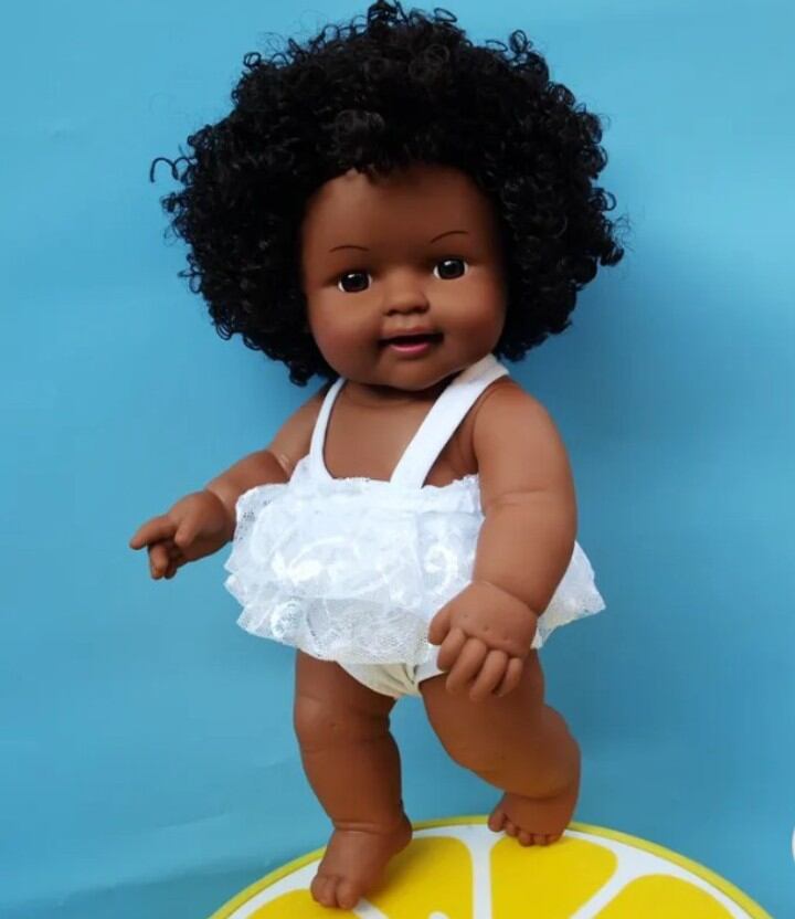 Mô hình đồ chơi Búp Bê "African doll" silicone 20cm cho Bé(Em Bé Búp Bê Châu Phi)