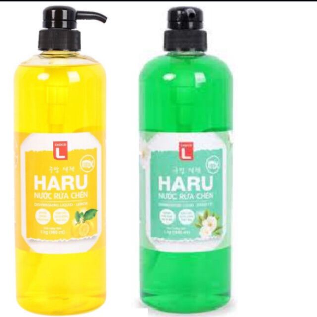 Nước rửa chén Haru, chai 1kg có vòi tiện dụng