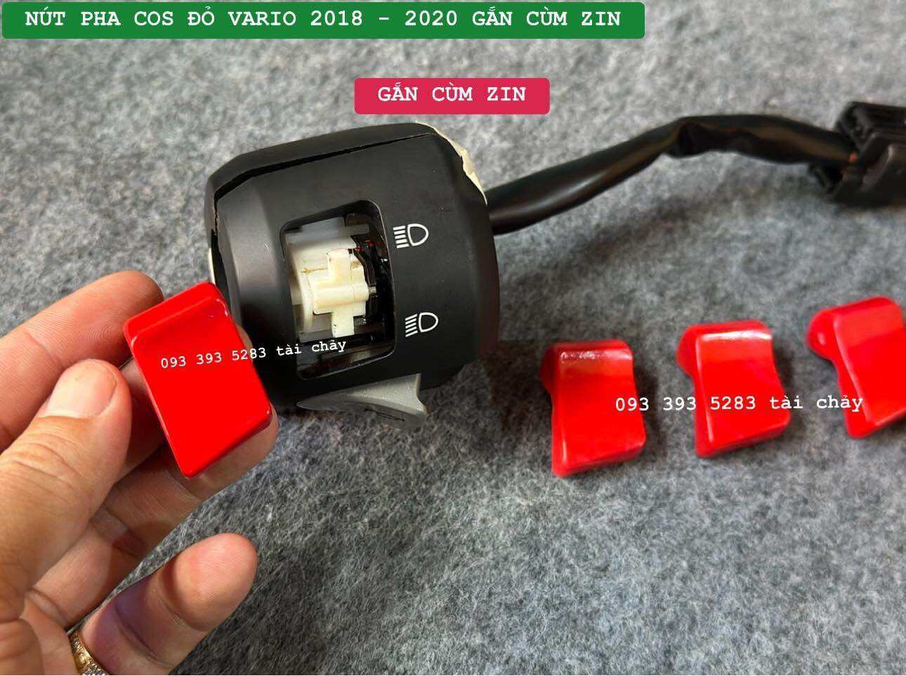 Nút pha cos đỏ gắn cùm zin vario 2018 - 2023
