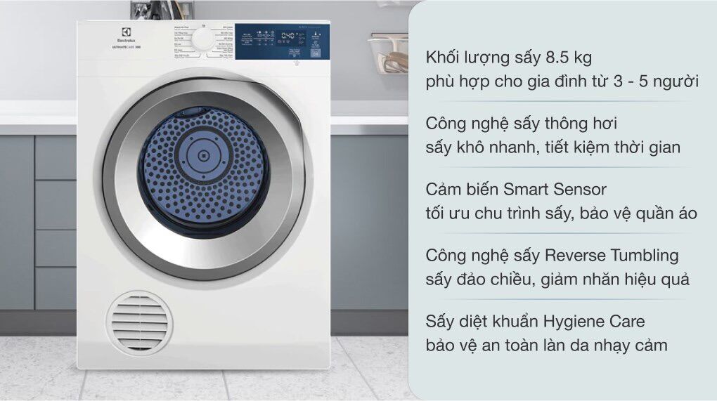 Máy sấy 8,5 kg Electrolux EDV854J3WB (HN)