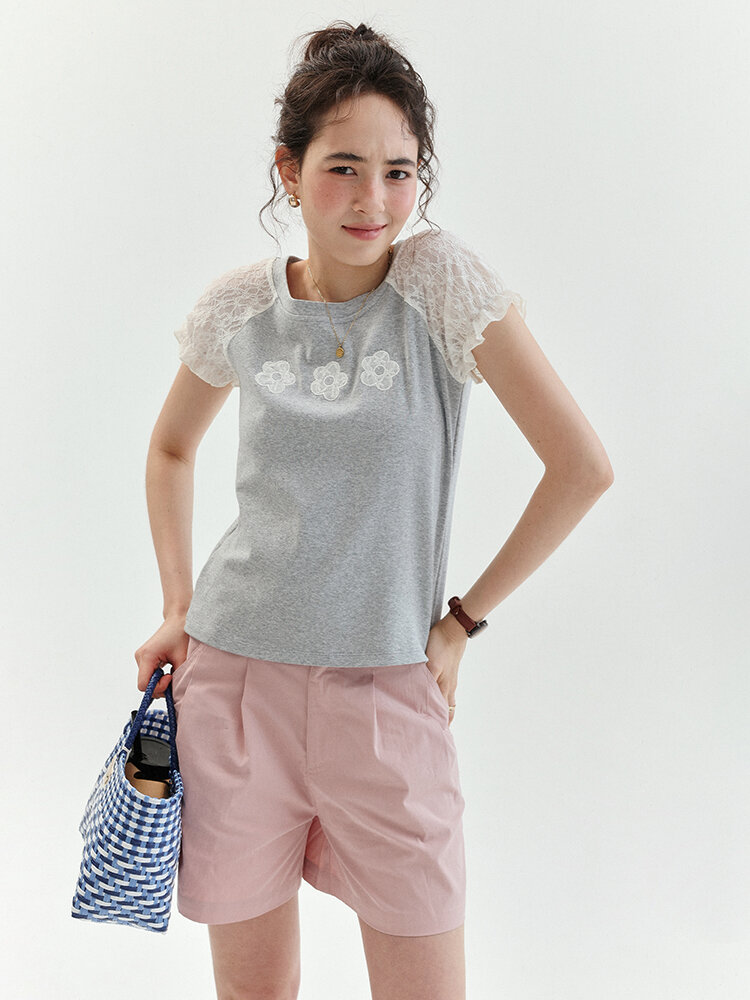 Áo Thun Tay Raglan Phối Ren Nữ