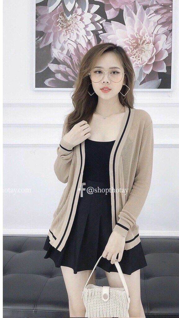 Áo khoác len nhẹ chạy viền cao cấp