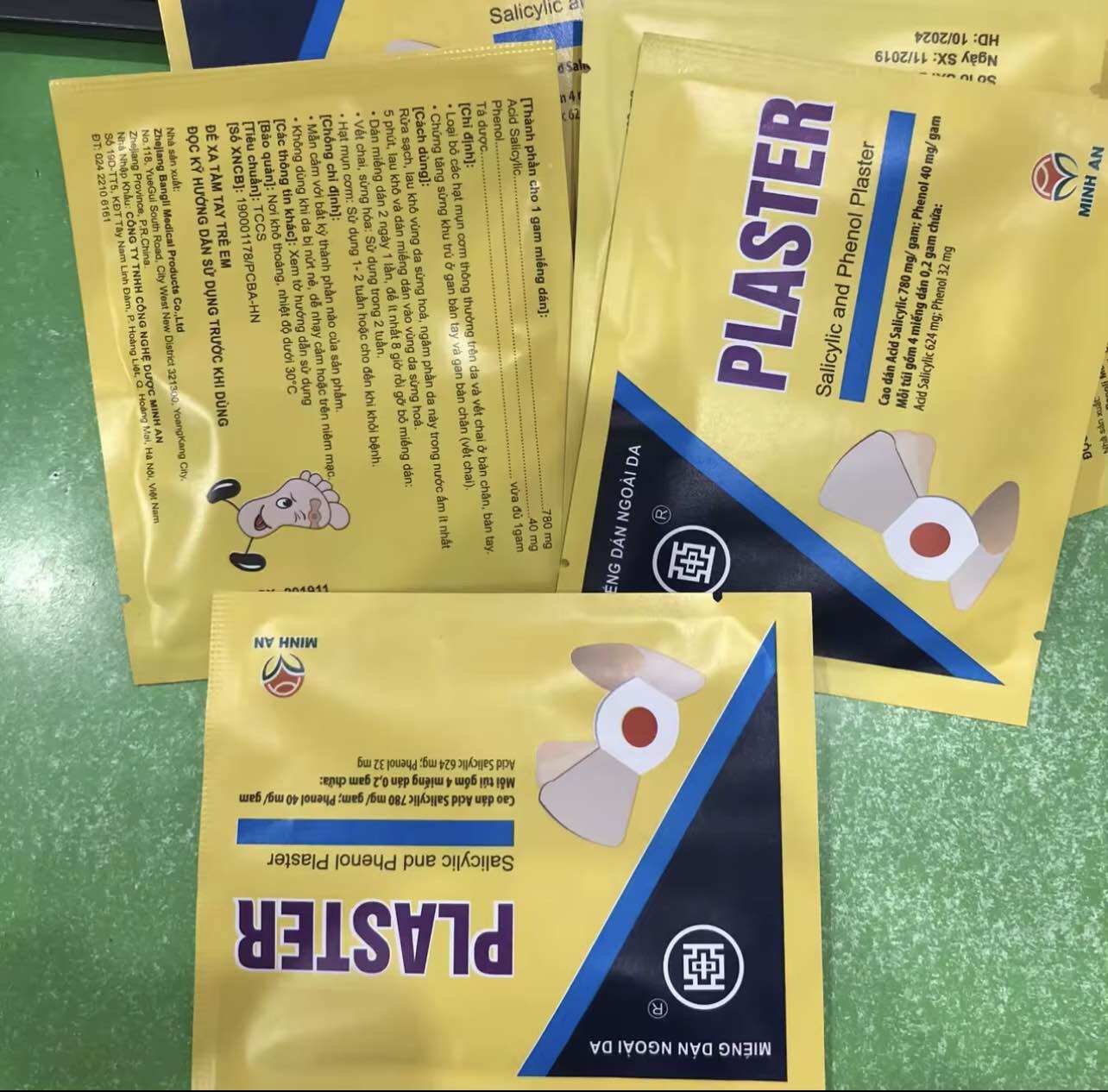 Miếng dán Plaster mụn cơm mụn cóc Plaster Minh an ( Hộp 5 túi* 4 miếng)