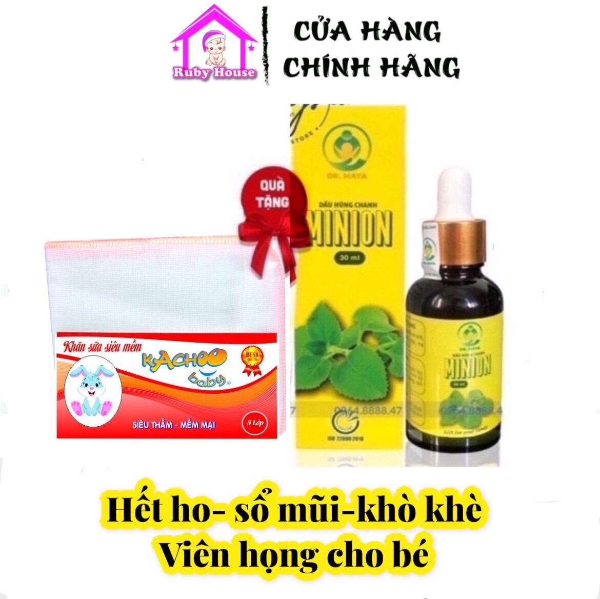 [HCM][Tặng khăn sữa]  Dầu húng chanh minion bé hết hết sổ mũi khò khè tăng đề kháng