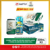 Nồng Độ Cồn 4.3% - Combo 1 Bia Saigon Lager 330ml + Nồng Độ Cồn 4.6% - 1 Bia Sài Gòn Chill 20 Lon 330ml