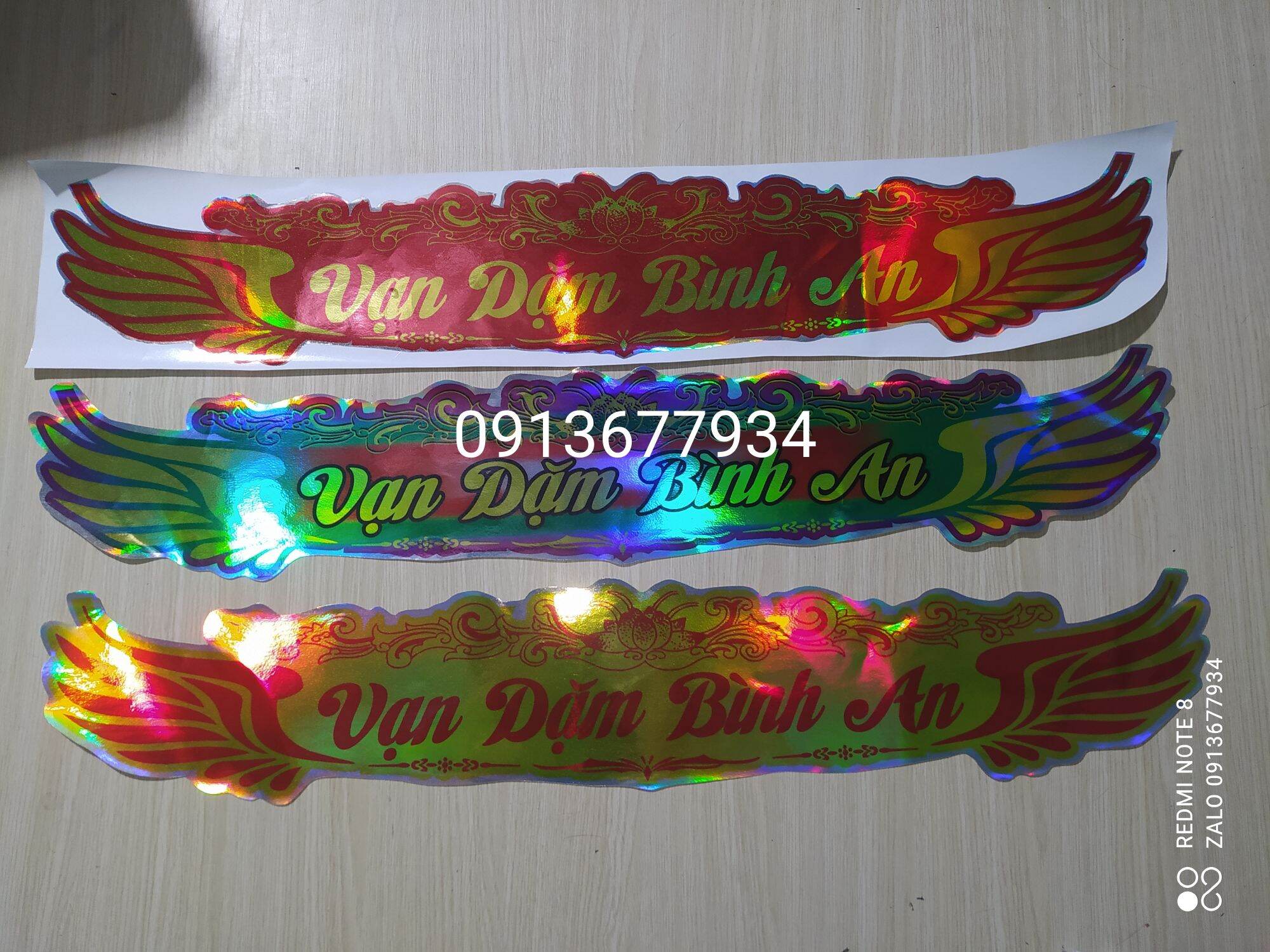 Tem decan vạn dặm bình an lấp lánh bảy màu trang trí xe tải, xe ben