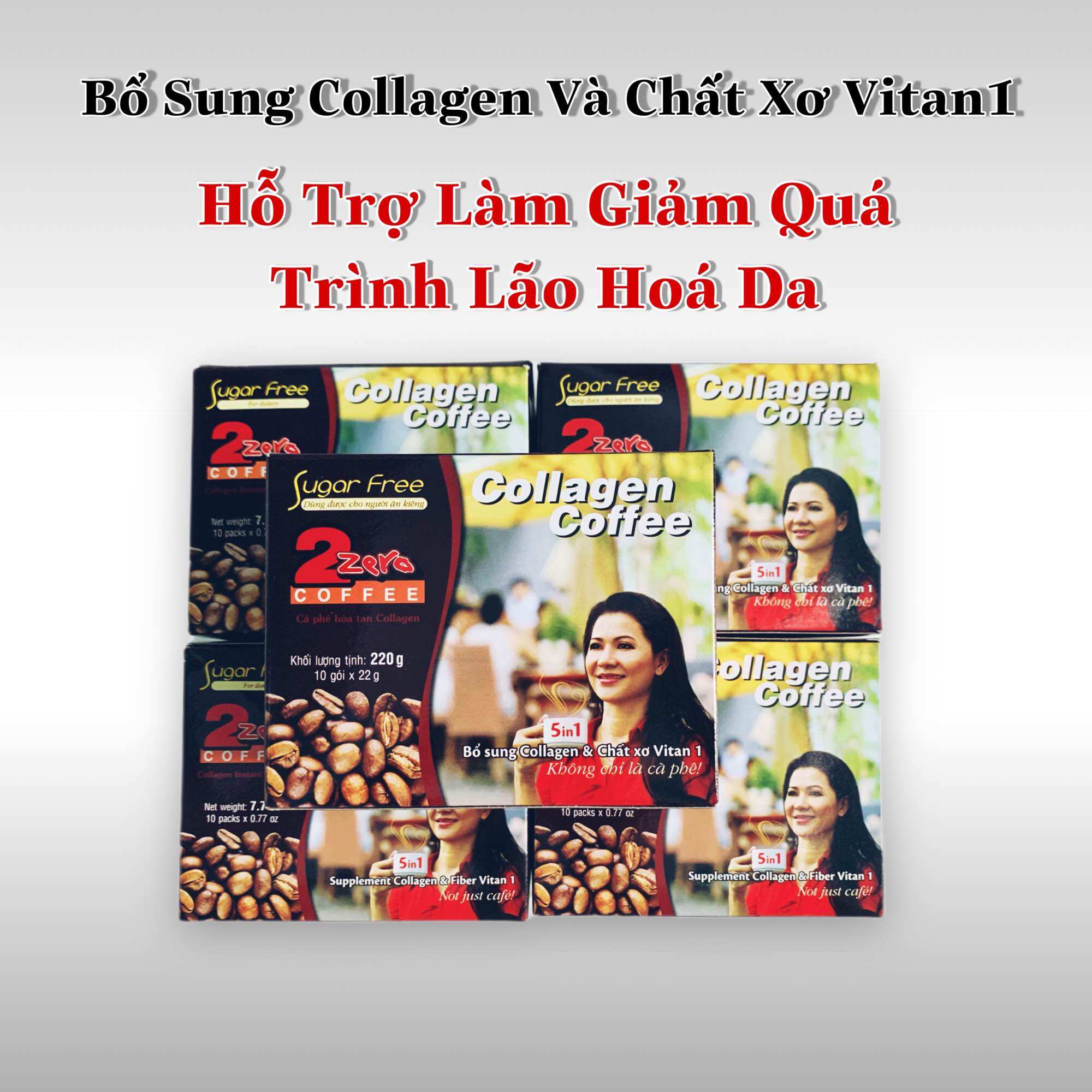 Cà Phê Sữa 2Zero Ăn Kiêng Bổ Sung Colagen và Chất Xơ Vitan.Giảm Lão Hoá Da.Tốt Cho Đường Tiêu Hoá.Tỉnh Táo Tinh Thần.Hộp 220g/10gói