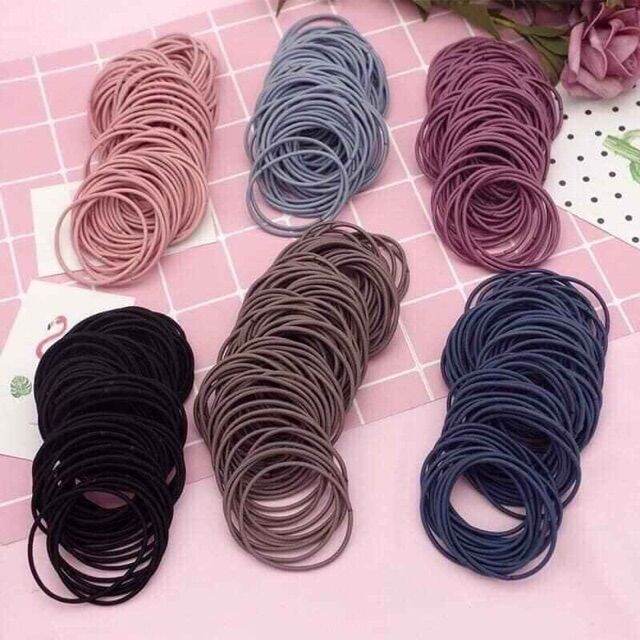 Sét 100c dây thun cột tóc thời trang, tiện lơin