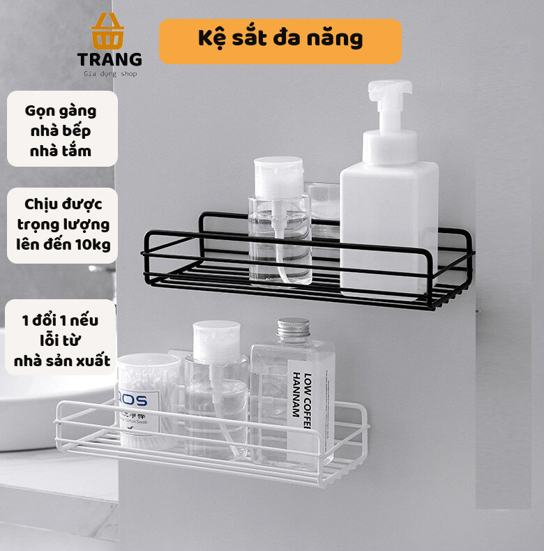 Kệ nhà tắm hình chữ nhật, kệ sắt dán tường không rỉ siêu chắc