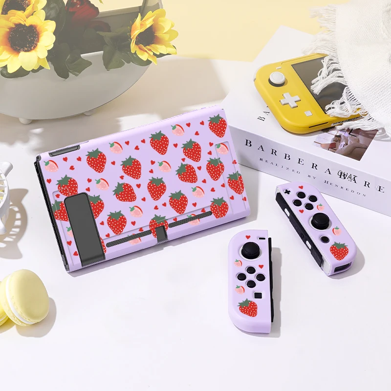 Bảo vệ siêu mỏng Love Strawberry Switch Vỏ Oled Thiết kế Tpu mềm cho Nintendo Switch Console Ns Phụ kiện chơi game