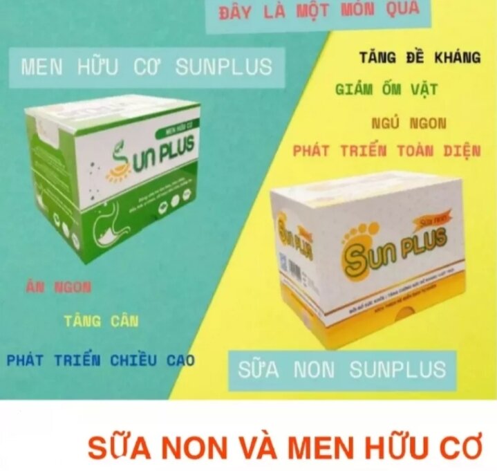 15 gói men en hữu cơ sun plus và 15 gói sữa non sun plus