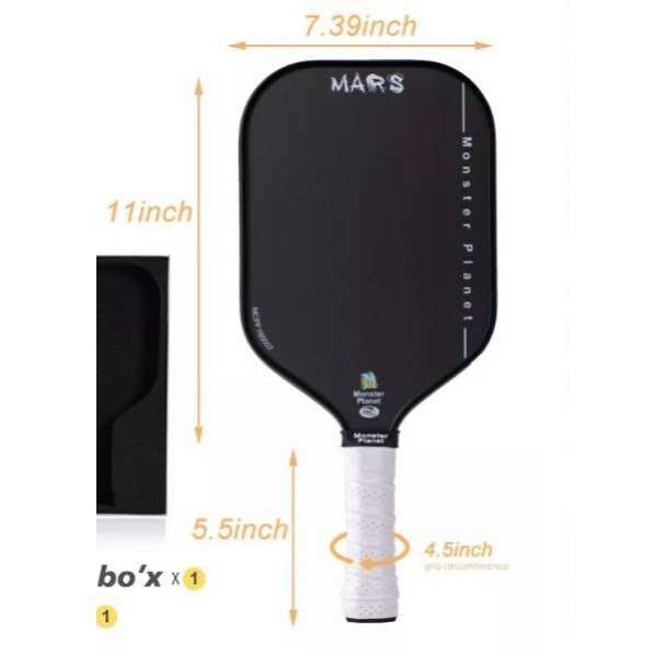 Vợt pickleball mars chuyên nghiệp usapa approved. raw carbon t-700 nhám, hỗ trợ xoáy và kiểm soát bóng