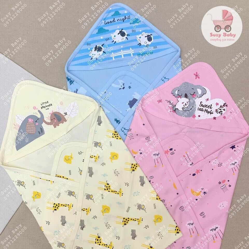 Ủ choàng cotton mipbi 1 lớp siêu thoáng cho bé