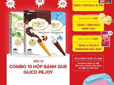 Combo 10 hộp Full Happiness Bánh que nhân kem mix vị GLICO Pejoy