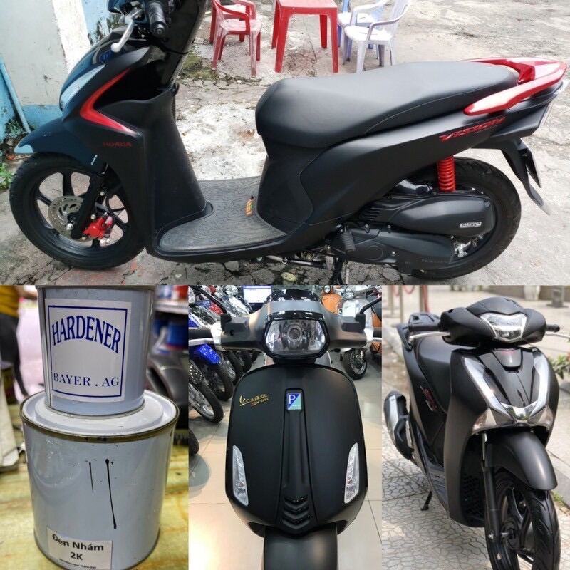 Màu Sơn Đen Nhám 2K bao gồm chất đông cứng ( Sơn Oto - xe máy )Bộ 1kg2. MotokieuMaiThànhĐạt