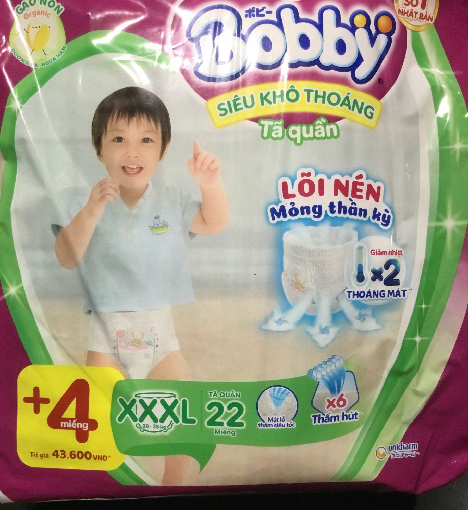 Tặng Thêm 4 Miếng - Tã Quần Trẻ Em Bobby Size XXXL 22 Miếng 20 Đến 35 Kg - Bỉm Quần Cho Bé Bobby Siz