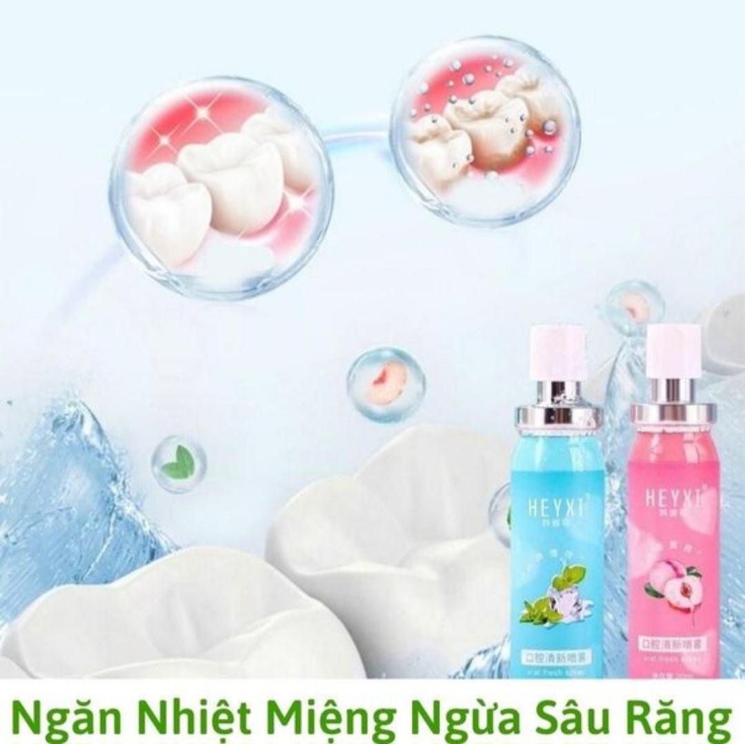 Xịt Thơm Miệng Heyxi. Xịt Thơm Miệng Hương Đào & Bạc Hà