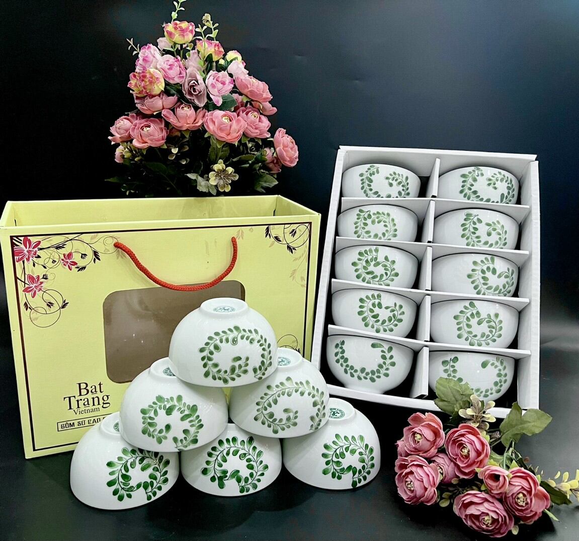 Bộ 10 bát ăn cơm Bát Tràng ( có hộp)