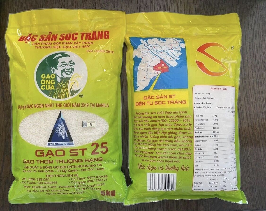 Gạo st25 chính hiệu gạo ông cua thơm dẻo