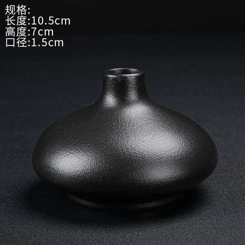 Bình hoa gốm cổ điển bình hoa gốm đen đơn giản hoài cổ phong cách cổ thiền ý đồ trang trí cắm hoa trang trí để bàn đồ trang trí cỡ nhỏ màu đen