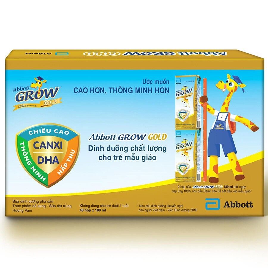 Date 1 24Thùng 48 hộp sữa bột pha sẵn Abbott Grow Gold vani 180ml
