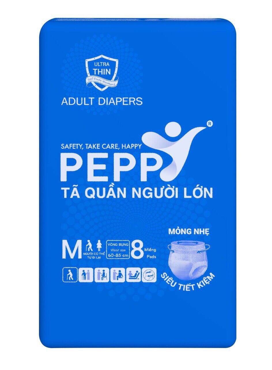 TẢ BĨM QUẦN NGƯỜI LỚN PEPPY hàng Việt Nam chất lượng cao, size M 8 miếng L 7 miếng từ 40_85kg dùng