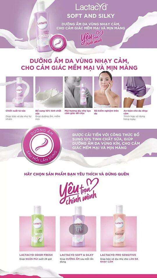 Dung Dịch Vệ Sinh Phụ Nữ Lactacyd Soft & Silky  (250ml) 