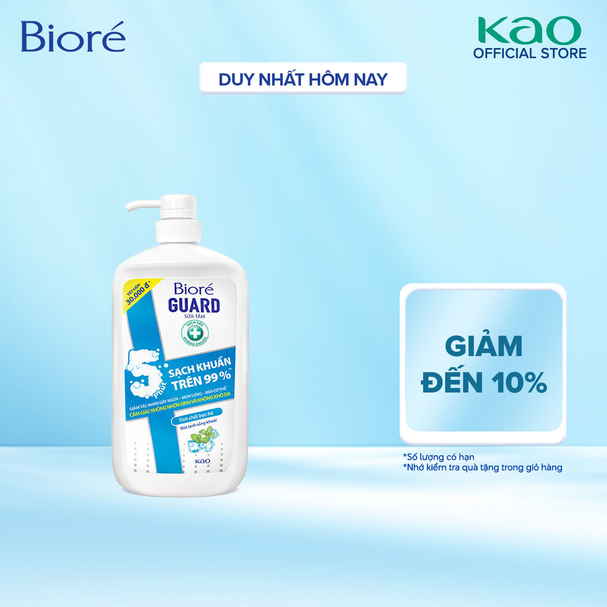 Biore Sữa Tắm Sạch Sâu Kháng Khuẩn Guard – Mát Lạnh Sảng Khoái 1.2kg