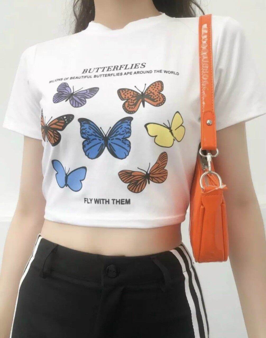 [HCM]Áo croptop con bướm xuân