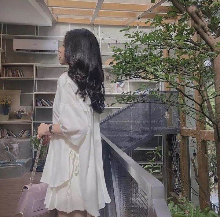 Áo Sơ Mi Xẻ Tà Lụa Tằm Thắt Nơ Bên Hông (HÌNH RÕ NÉT Ở CUỐI)