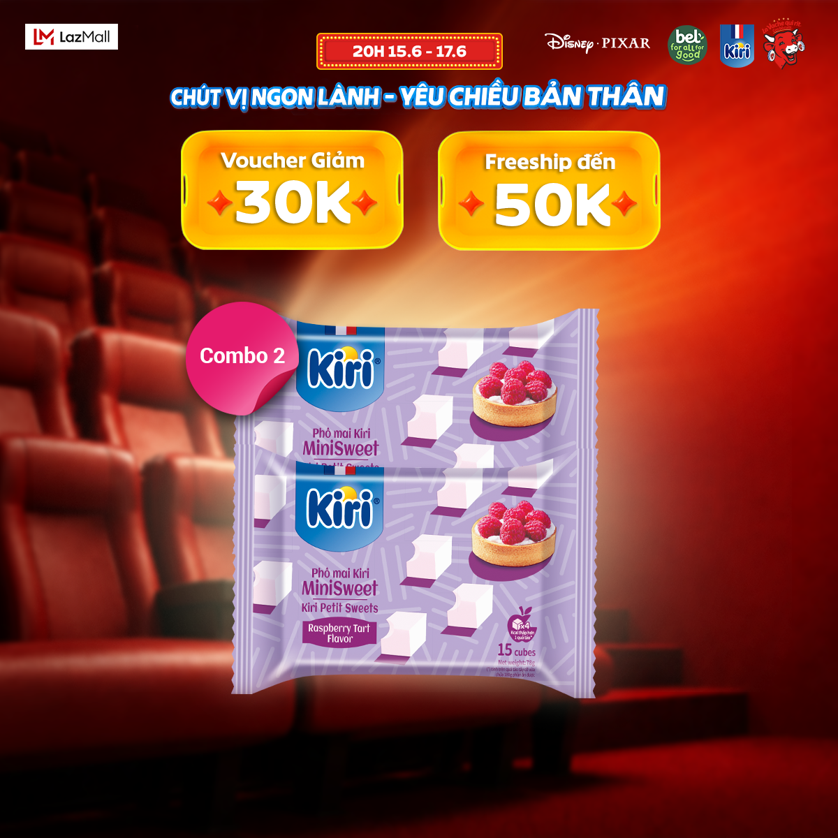 Combo 2 Phô mai Kiri vị mâm xôi 15C 78g