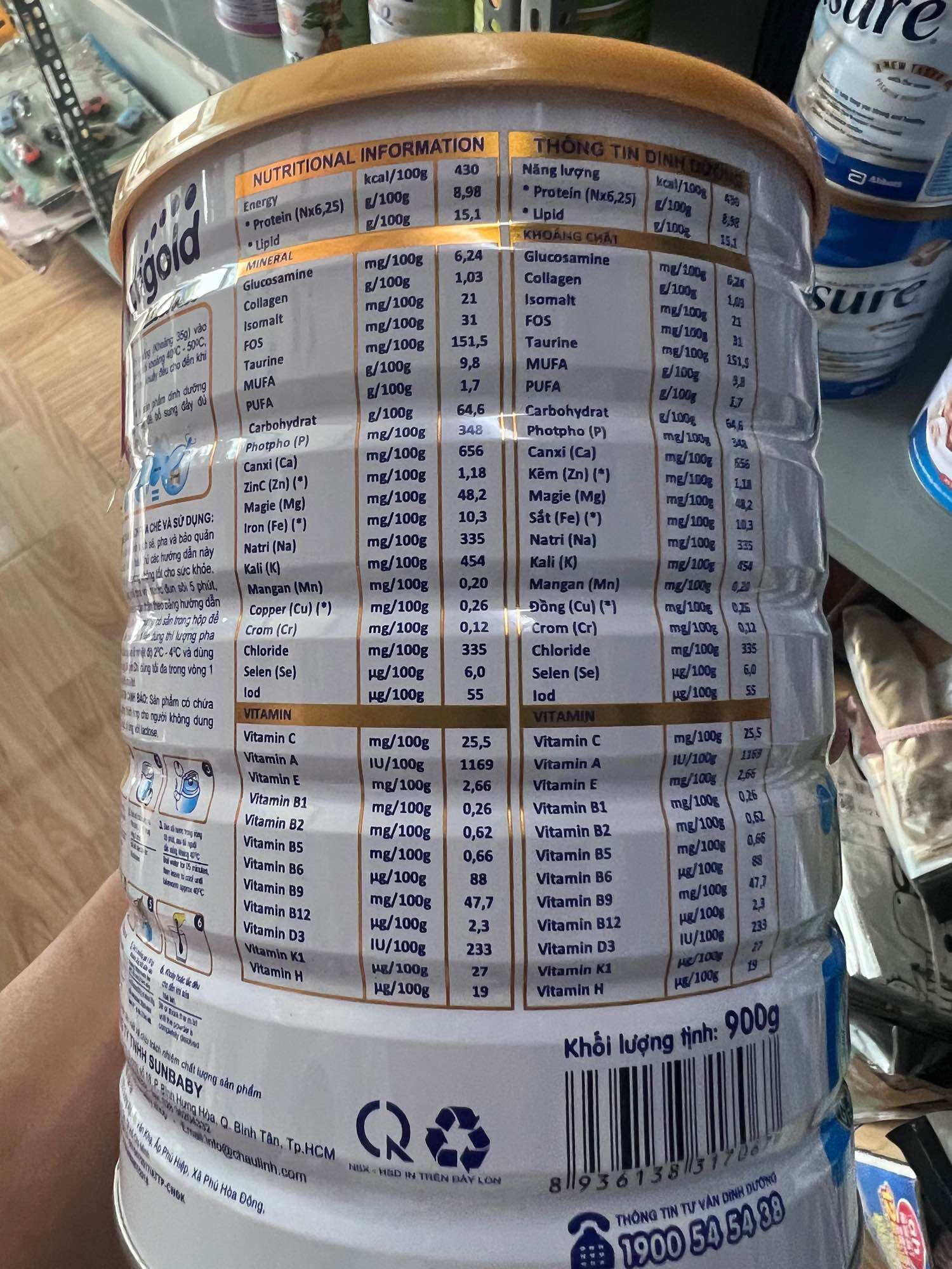 Sữa cho người tiểu đường Actigold cerna plus 900g(giá sỉ)