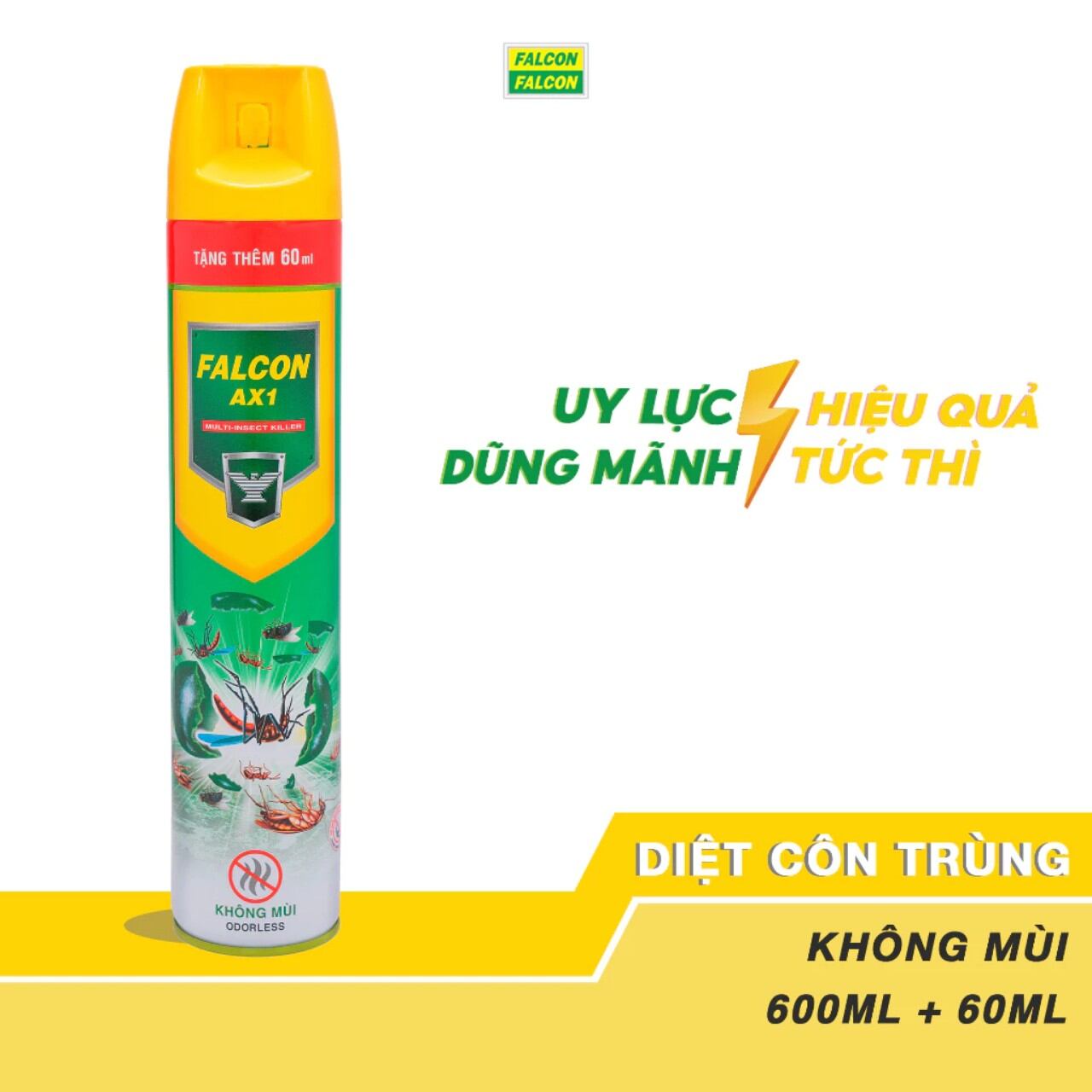 Bình xịt muỗi Falcon 600ml+60ml ( hương chanh)
