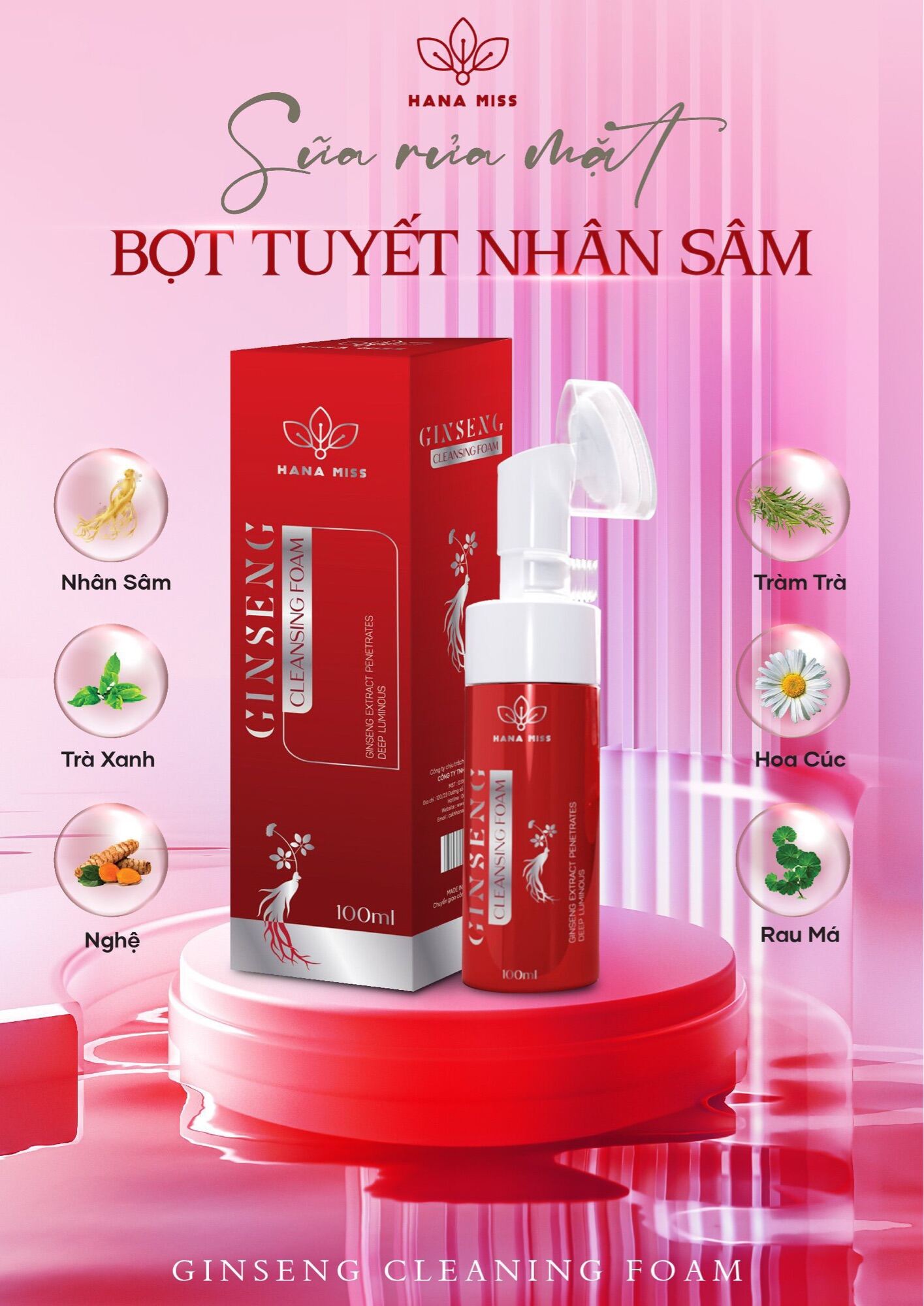 Hana Miss Sữa Rửa Mặt Bọt Tuyết Nhân Sâm cao cấp