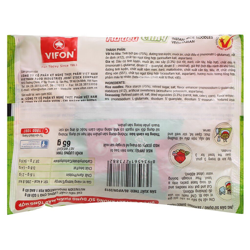 Thùng 30 gói Hủ Tiếu Chay Vifon 65g