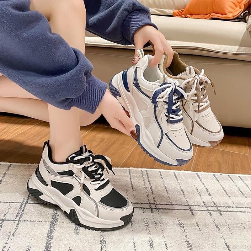(Fullbox) Giày Sneaker Thể Thao nữ độn đế da cao cấp SanTa
