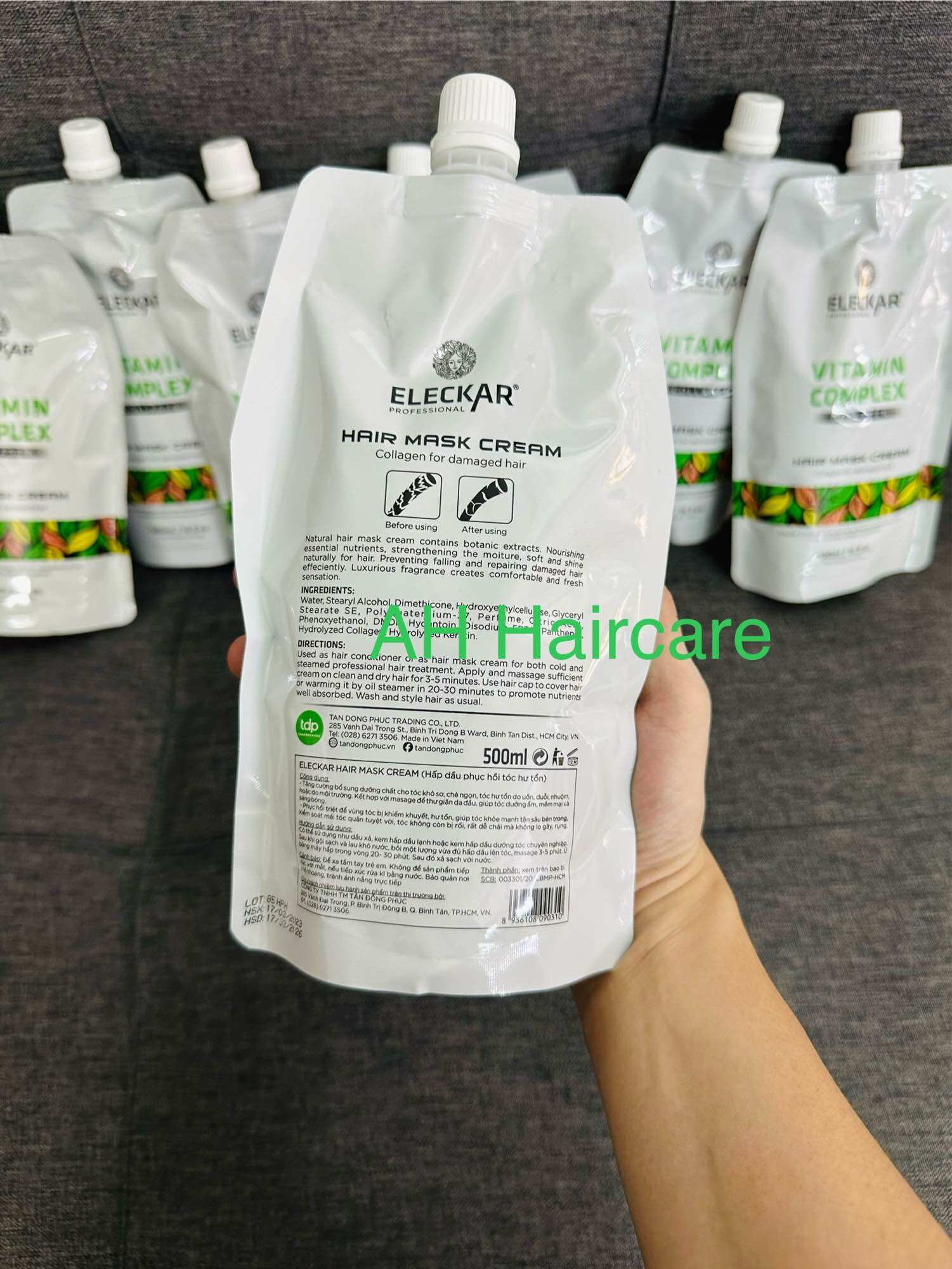 Hấp dầu ủ tóc ELECKAR Vitamin Complex Collagen 500ml siêu mềm mượt