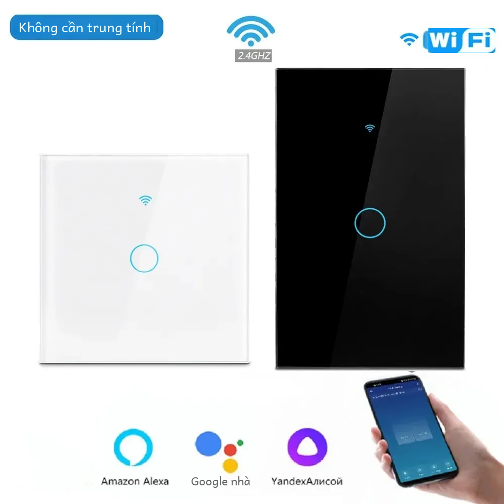 Tuya Wifi Đèn Thông Minh Công Tắc Không Dây Us/eu Cắm Kính Cảm Ứng Điều Khiển Giọng Nói Và Điều Khiển Từ Xa Tương Thích Với Alexa & Google Home